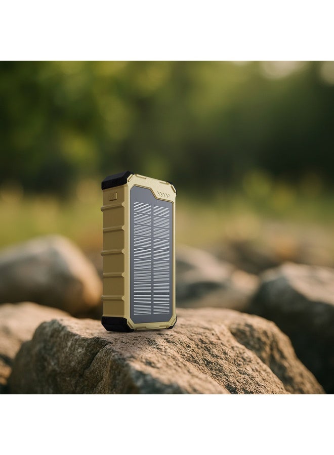 Powerology Solar Power Bank 20000mAh, 20W PD, 22.5 QC, Portable Charger with IP65 Water Resistant, Power Bank 20000mAh with 3 Light Modes, Solar Charging, Dual LED Panel, Solar Portable Charger with 20000mAh Capacity, Simultaneous Charging - Image 3